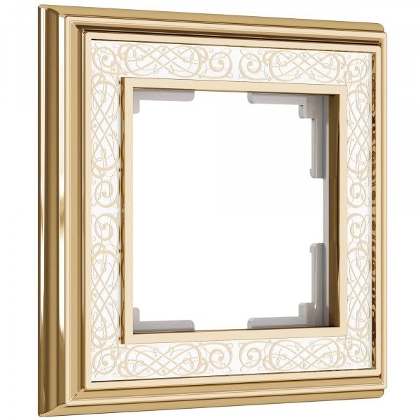 Рамка на 1 пост WL77-Frame-01 Palacio Gracia (золото/белый) - купить в Донецке