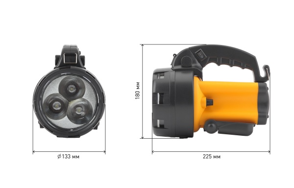 PA-604 Фонарь ЭРА прожектор АЛЬФА 3x1Вт LED SMD, литий 3Ач, сигнал.св., ЗУ 220V+12V с гарантией 